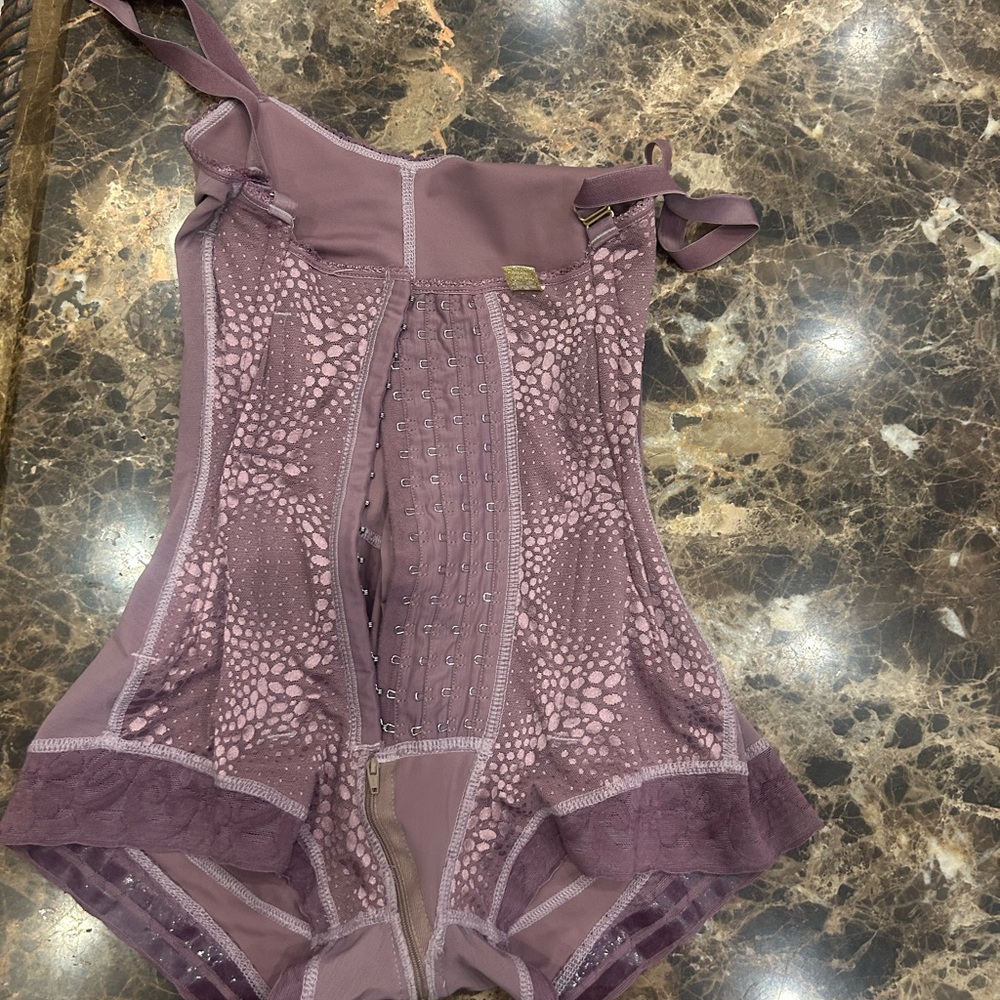 Purple Lace Shapewear Bodysuit with Mesh Panels